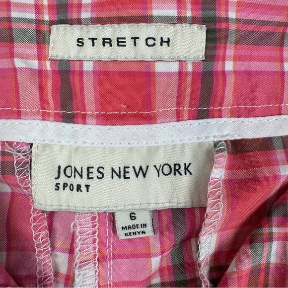Jones New York Sport‎ Plaid Plaid Bermuda Shorts Women's 6 Pink White - Picture 6 of 8